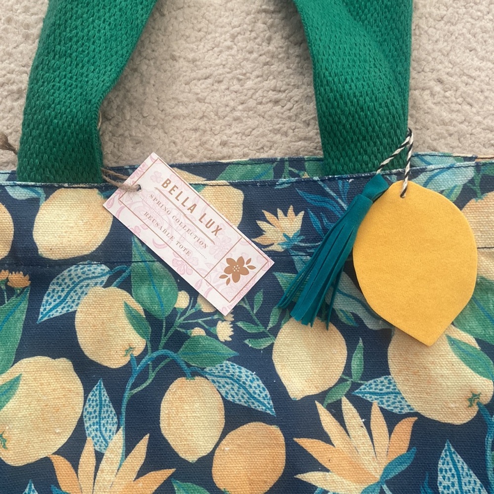 Lemon print x-large reusable fabric tote - Picture 3 of 5